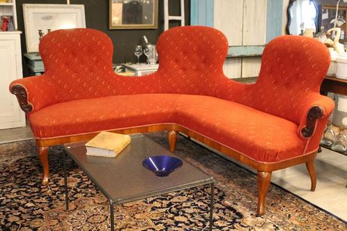 Brocante - Unieke hoekbank in Barok-stijl!, Huis en Inrichting, Banken | Bankstellen, Gebruikt, Hoekbank, Hout, Stof, Ophalen