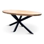 Combo deals Ovale eettafel + salontafel  mango & black, 50 tot 100 cm, Nieuw, Overige materialen, Industrieel