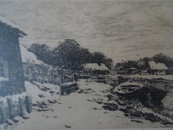 Ets boot in sloot bij Voorburg, Herman Heuff 1875-1945 beschikbaar voor biedingen