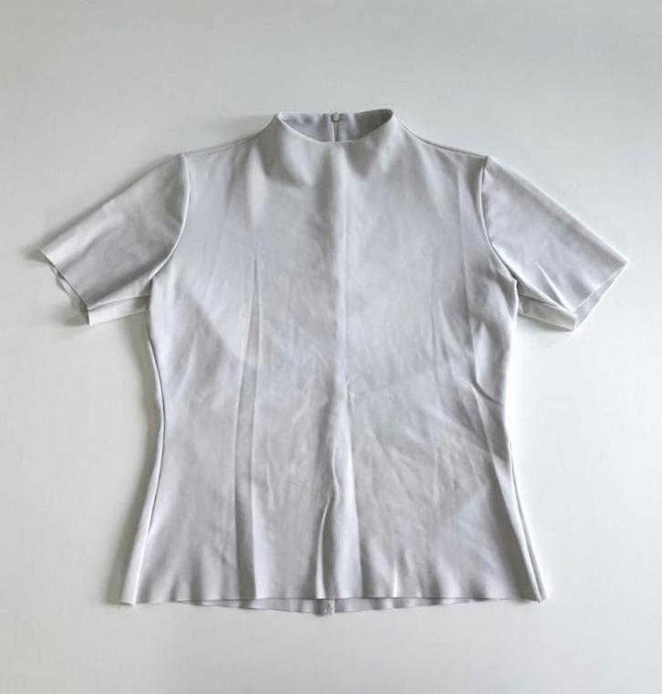 Z.G.A.N! Studio Ruig travel top hoge hals wit 42 = 38, Kleding | Dames, Tops, Zo goed als nieuw, Maat 38/40 (M), Wit, Korte mouw