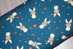 Tricot katoen stof Megan blue - Donker blauw Konijn #3043, Hobby en Vrije tijd, Stoffen en Lappen, Blauw, 120 cm of meer, Ophalen of Verzenden