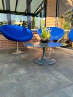 Drie relax tuinstoelen met RVS onderstel + tafel all-seasons, Ophalen, 75 tot 100 cm, Zo goed als nieuw, 50 tot 75 cm