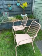 2 zachtroze tuinstoelen, Tuin en Terras, Tuinstoelen, Ophalen, Zo goed als nieuw, Metaal, Stapelbaar