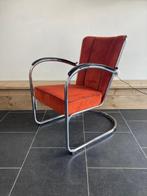 2 Gispen 412 fauteuils, chroom, nieuwe terra ribstof, Huis en Inrichting, Fauteuils, Design, 75 tot 100 cm, Zo goed als nieuw