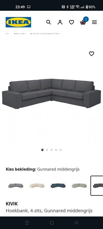 Ikea 5 prs hoekbank, mid grijs.