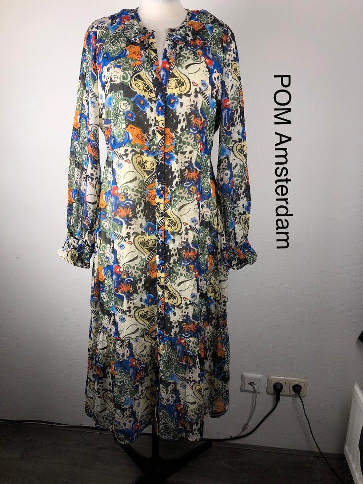 POM Amsterdam Jurk  (mt: 42) Nieuw 19,1/8592, Kleding | Dames, Jurken, Nieuw, Maat 42/44 (L), Blauw, Onder de knie, Ophalen of Verzenden