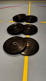 Bumperplates set van 60kg, Ophalen, Zo goed als nieuw, Benen, Halterschijven