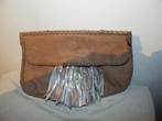 Fab Fabienne chapot clutch handtas Ibiza styl klos, Verzenden, Gebruikt, Bruin, Handtas