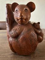 Houten beeld van een beer met jong, Antiek en Kunst, Kunst | Beelden en Houtsnijwerken, Ophalen of Verzenden
