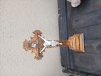 Antieke beze prachtige Franse crucifix  met biscuit Jezus, Ophalen of Verzenden