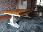 Landelijke salontafel/ tafel/ koffietafel, Ophalen, Eikenhout, 100 tot 150 cm, 50 tot 100 cm