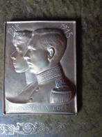 WO1 ALBERT en ELIZABETH  BELGIË  WW1 messing plaquette, Verzenden, Landmacht, Overige gebieden