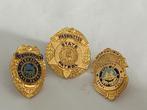 Set van 3 Amerikaanse State Patrol Mini Badges, Verzenden, Landmacht, Amerika, Embleem of Badge