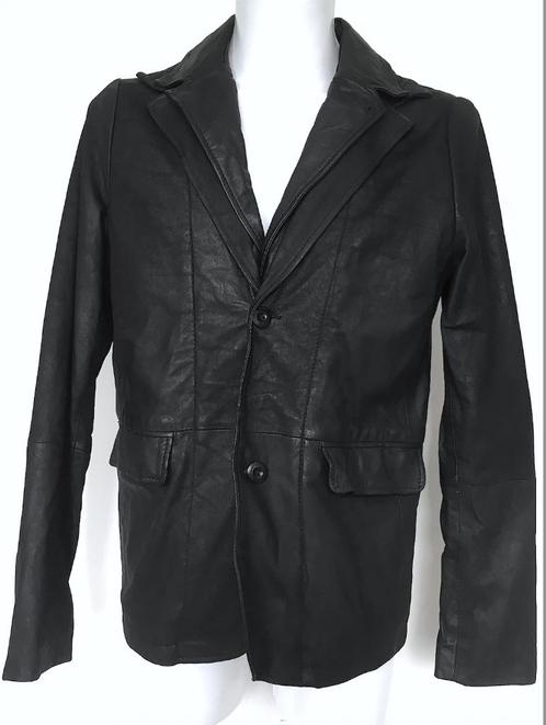 GOOSCRAFT Zwart leer HEREN jas  Maat L, Kleding | Heren, Jassen | Zomer, Zo goed als nieuw, Maat 52/54 (L), Zwart, Ophalen of Verzenden