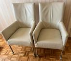 Twee leren eetkamerstoelen, Huis en Inrichting, Fauteuils, Ophalen, Zo goed als nieuw, Minder dan 75 cm, 50 tot 75 cm