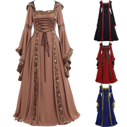 Bruine zwarte rode blauwe middeleeuwse jurk (victoriaanse), Kleding | Dames, Carnavalskleding en Feestkleding, Nieuw, Kleding