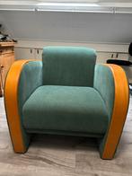 Art Deco Fauteuil met Groene Bekleding Rooker, Ophalen, Hout, 75 tot 100 cm, 75 tot 100 cm