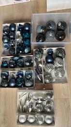 60 stuks glazen kerstballen blauw zilver, Diversen, Kerst, Ophalen, Gebruikt
