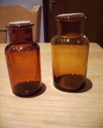 antiek glazen apothekerspotjes met kurk 2 stuks, Ophalen of Verzenden