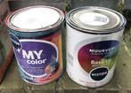 2 halve potten Histor latex muurverf lichtblauw roze gratis, Ophalen, Gebruikt