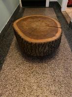 Houten bijzettafel op wielen - Ø70cm, hoogte 36cm, Ophalen, Gebruikt, Rond, Natuurlijk