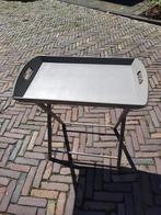 Mooie taupe butlertray / bijzettafel met afneembaar blad, Ophalen, Overige materialen, 55 tot 75 cm, Zo goed als nieuw