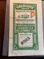 Oude obligatie Coöperatieve fabriek Bedum 1934, Postzegels en Munten, Aandelen en Waardepapieren, Verzenden, 1920 tot 1950, Obligatie of Lening