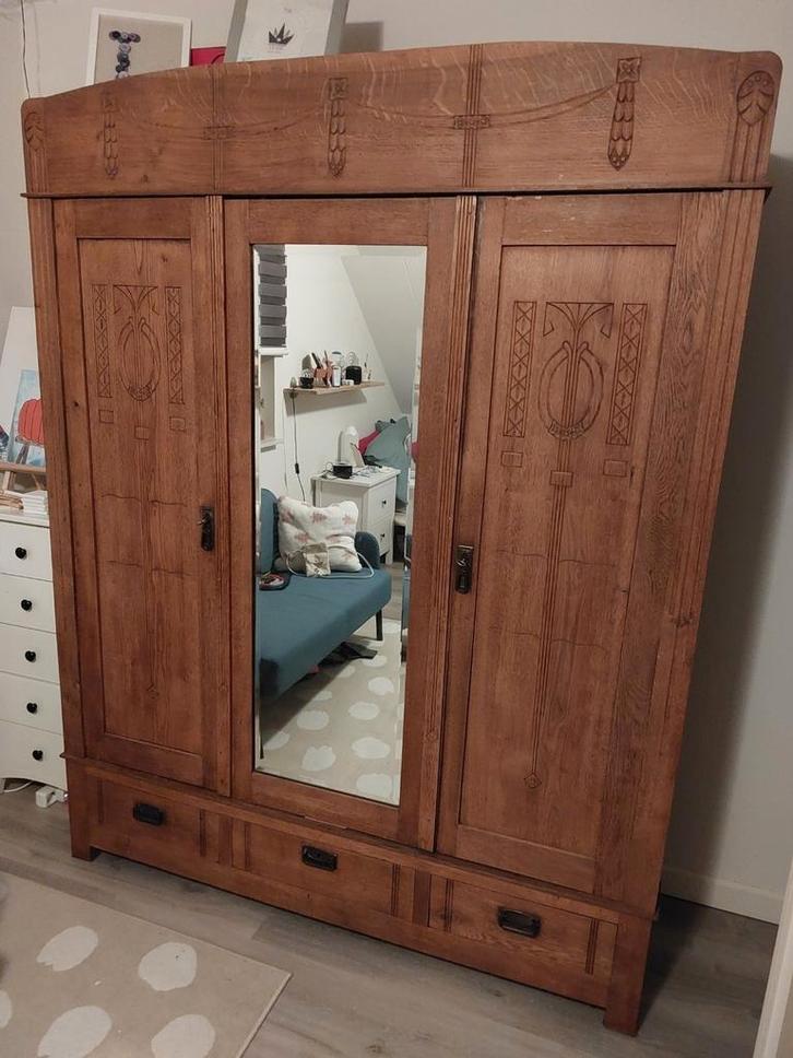 Antieke prachtige (kleding) kast 2 deuren 3 laden, Huis en Inrichting, Kasten | Kledingkasten, Gebruikt, 150 tot 200 cm, 150 tot 200 cm