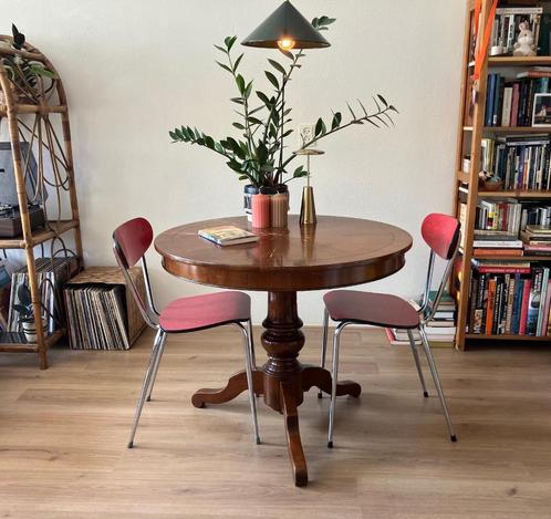 Vintage houten eettafel rond, Huis en Inrichting, Tafels | Eettafels, Gebruikt, 50 tot 100 cm, 50 tot 100 cm, Vier personen, Rond