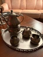 Tinnen Theeservies Compleet met Dienblad en Warmhouder. Eleg, Antiek en Kunst, Antiek | Tin, Ophalen of Verzenden