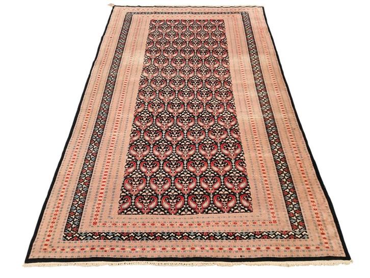 Handgeknoopt Perzisch wol Karachi tapijt blue 157x245cm, Huis en Inrichting, Stoffering | Tapijten en Kleden, Gebruikt, 150 tot 200 cm