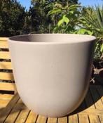 Grote keramische bloempot lichtgrijs strak antraciet 29/32cm, 25 tot 40 cm, Rond, Binnen, Ophalen of Verzenden