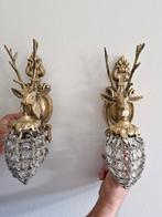 Antieke wandlampen met herten, Antiek en Kunst, Ophalen of Verzenden