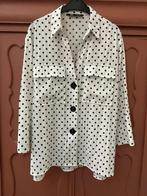Zara offwhite blouse met zwarte stippen L, ruimvallend, Maat 42/44 (L), Ophalen of Verzenden, Zo goed als nieuw, Wit