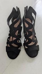 Suède zwart open hakschoenen maat 39, Ophalen, Zo goed als nieuw, Zwart