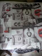 6 gordijnen met aparte print make-up parfum etc!, 200 cm of meer, Ophalen of Verzenden, Zo goed als nieuw, 200 cm of meer