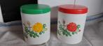 2 vintage voorraadpotten met rozen, Ophalen of Verzenden