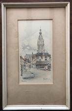 Aquarel van de Grote Kerk in Breda, Antiek en Kunst, Ophalen of Verzenden