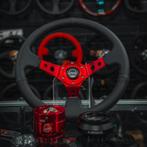 NRG Sportstuur leder 350mm rood + quick release stuurnaaf, Auto diversen, Tuning en Styling, Ophalen of Verzenden