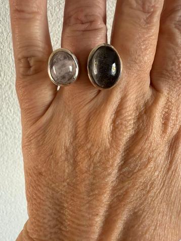 M006/Grote Platina ring ( 950) Rozenkwarts/Rookkwarts 16 3/4 beschikbaar voor biedingen
