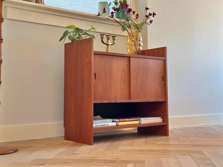 Vintage wandkast teak hout Poul Cadovius KLM jaren 50/60/70, Huis en Inrichting, Kasten | Wandmeubels, Gebruikt, Minder dan 100 cm