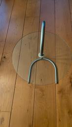 Ikea bijzettafel rond met glazen blad, Ophalen, Minder dan 55 cm, Rond, Glas