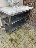 Oppottafel / werktafel / buitentafel met natuur hardsteen, Ophalen of Verzenden, Zo goed als nieuw