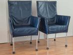 Montis 6 design eetkamerstoelen chaplin donkerblauw leer, Huis en Inrichting, Stoelen, Ophalen, Gebruikt, Vd berg gerard label montis gelderland leolux