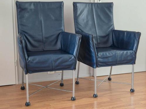 Montis 6 design eetkamerstoelen chaplin donkerblauw leer, Huis en Inrichting, Stoelen, Gebruikt, Vijf, Zes of meer stoelen, Leer