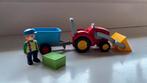 PLAYMOBYL 1.2.3 Boer Met Tractor En Aanhangwagen -, Ophalen of Verzenden, Zo goed als nieuw