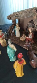 Prachtige oude Kerstgroep, met stalletje. Zie foto's., Antiek en Kunst, Antiek | Religie, Ophalen of Verzenden