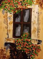 Schilderij landelijk oud raam, Huis en Inrichting, Woonaccessoires | Schilderijen, Tekeningen en Foto's, Minder dan 50 cm, 50 tot 75 cm