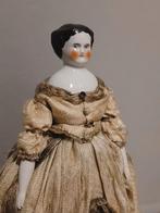 Antieke porseleinen China head pop met originele jurk, Ophalen of Verzenden