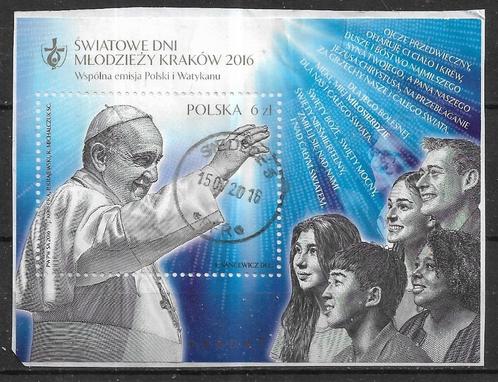 058-25 Polen 2016 / blokje Paus in Krakow (hoekje), Postzegels en Munten, Postzegels | Europa | Overig, Gestempeld, Polen, Verzenden